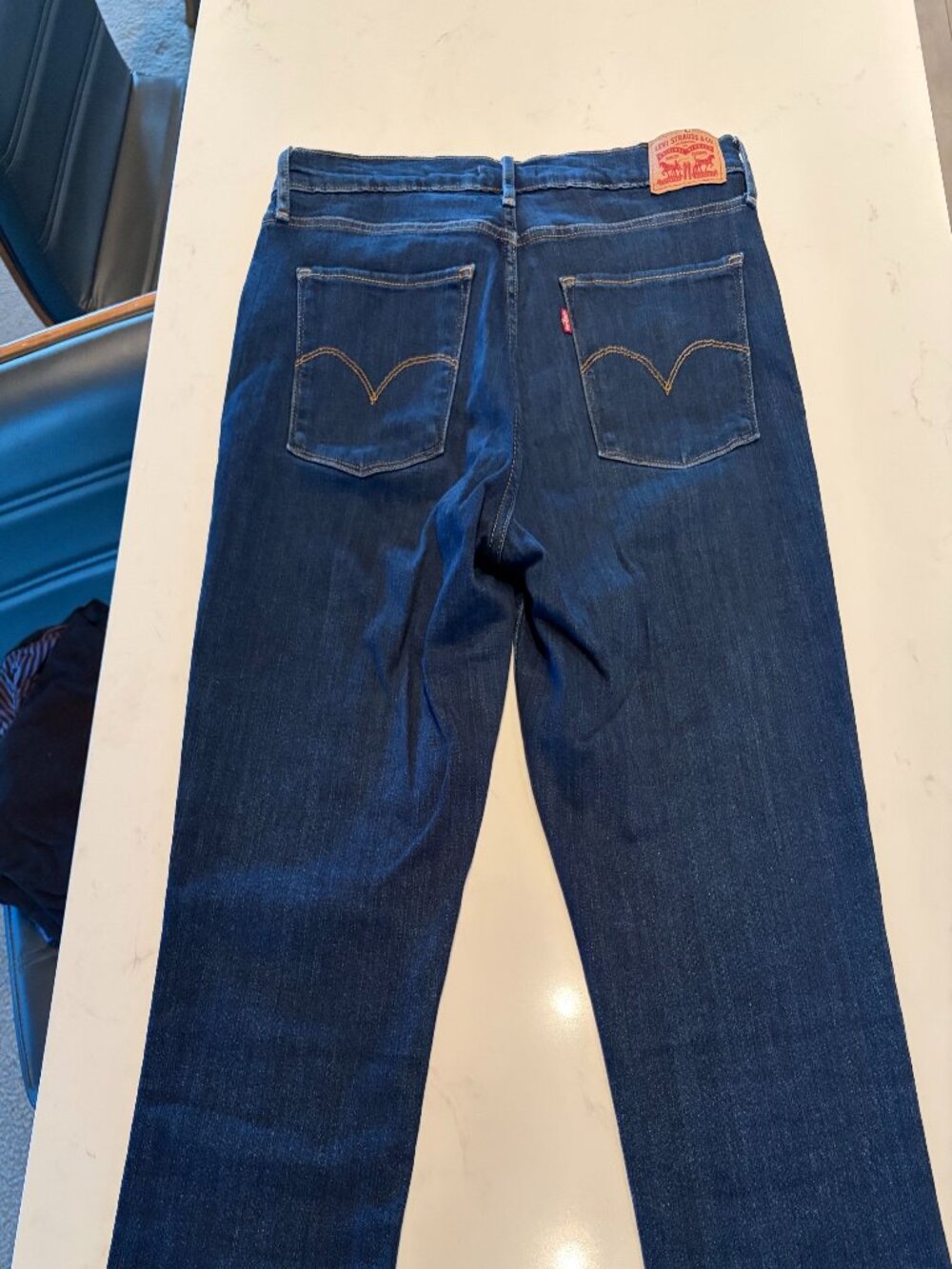 Levi's 724 High Rise Straight Crop Jeans 32 Dark Wash Indigo Stretch